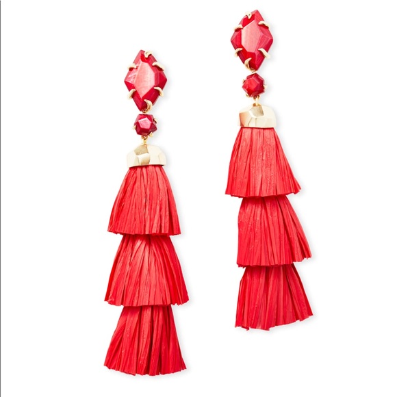 Kendra Scott NEW Denise Red MOP Earrings NWOT - Picture 1 of 5